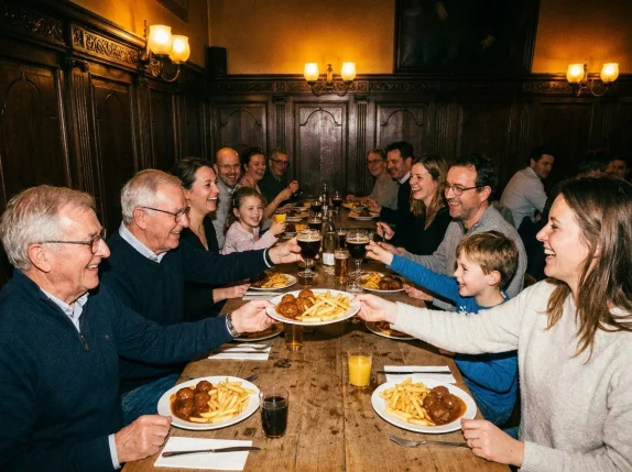 A long table in the dining room
